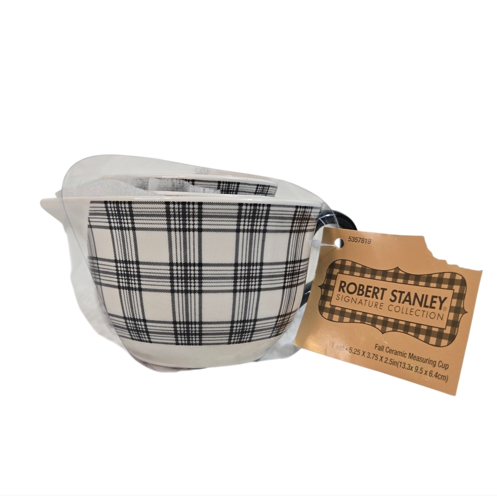 NWT Robert Stanley • Fall Plaid • Ceramic Measuring Cups Set
